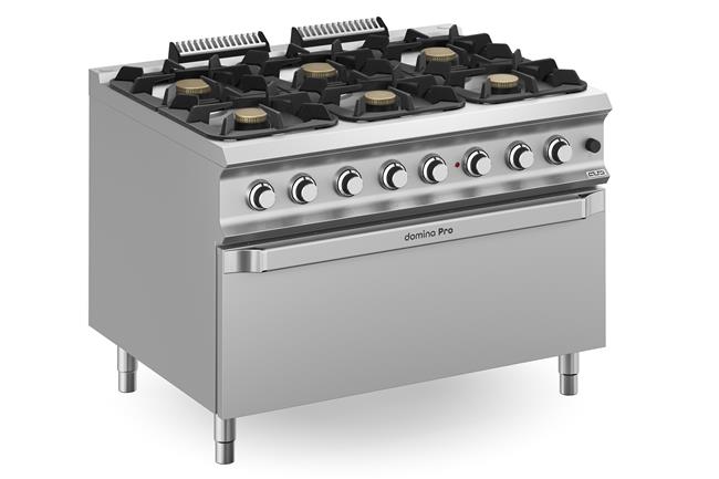 Kuchnia gazowa z nowymi palnikami FLEX BURNERS o mocy 7 kW i 11 kW, z piekarnikiem gazowym statycznym z grillem elektrycznym MAXI Wariant podstawowy