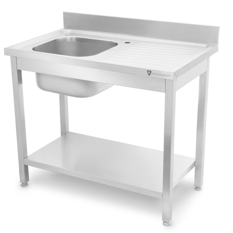 Stół ze zlewem 1-komorowym | z półką | 1000x600x850 mm | skręcany