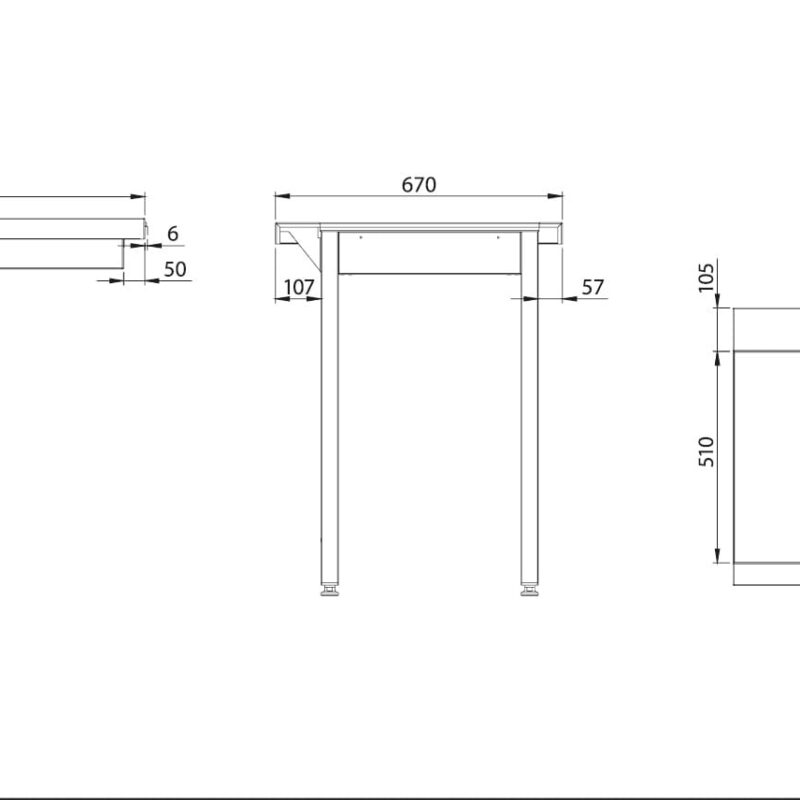 Stół wyładowczy lewy | skręcany | na dwóch nogach | do zmywarek RQ1000 | 800x750x880 mm