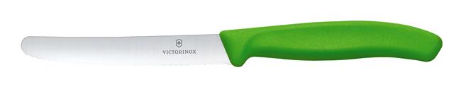 Victorinox Swiss Classic Nóż do pomidorów, zaokrąglony czubek, ząbkowany, 11 cm, zielony Wariant podstawowy