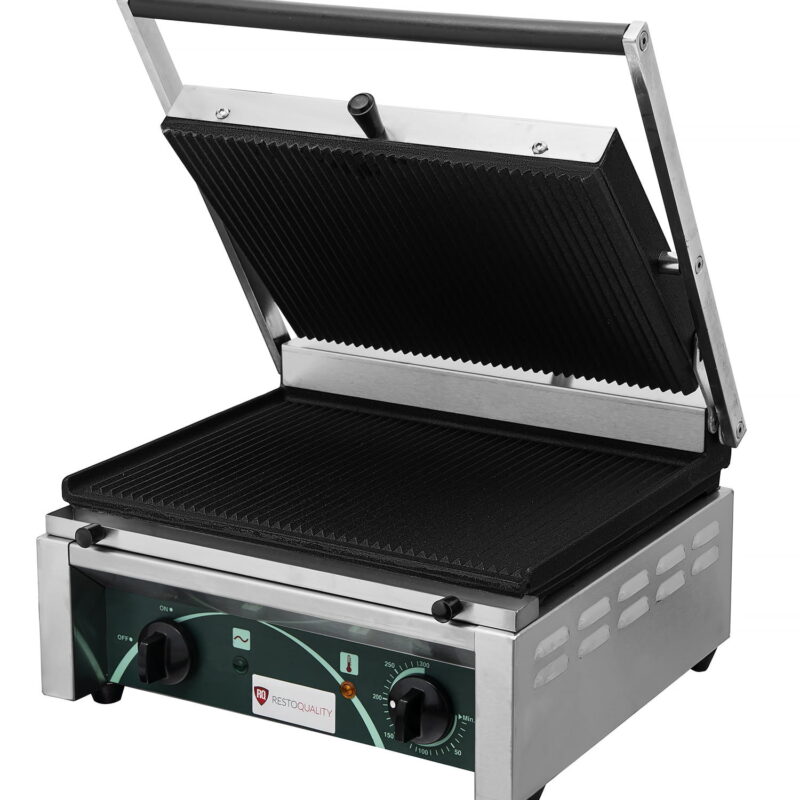 Grill elektryczny kontaktowy panini RN101-A | 2 płyty ryflowane