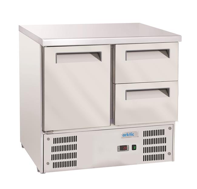 Stół chłodniczy z 1 drzwiami i 2 szufladami, Arktic, GN 1/1, 247L, 220-240V/143W, 900x700x(H)855mm Wariant podstawowy