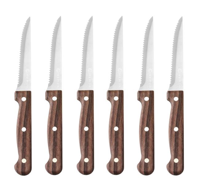 Nóż do steków - 6 szt., HENDI, Profi Line, brązowy, 6 szt., (L)210mm Wariant podstawowy