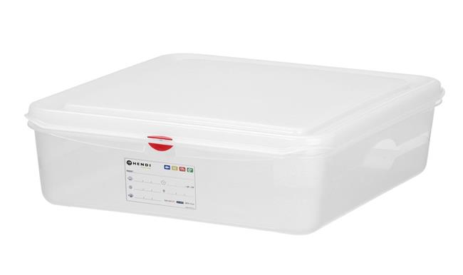 Pojemnik GN 1/1 z polipropylenu, HENDI, GN 1/1, 13L, transparentny, 530x325x(H)100mm, Prostokątny Wariant podstawowy
