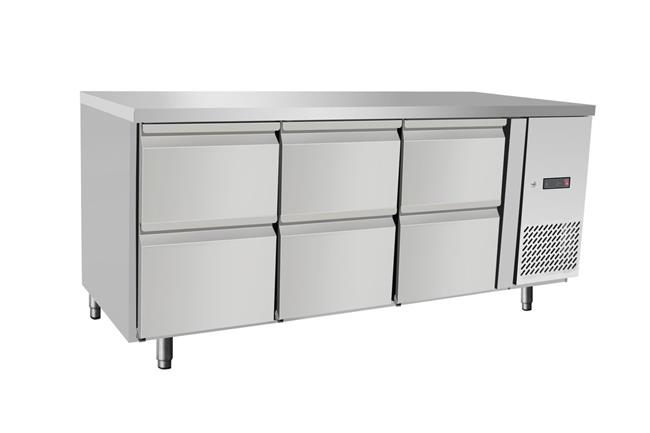 Stół chłodniczy z 6 szufladami, Arktic, 420L, 230V/400W, 1795x700x(H)879mm Wariant podstawowy